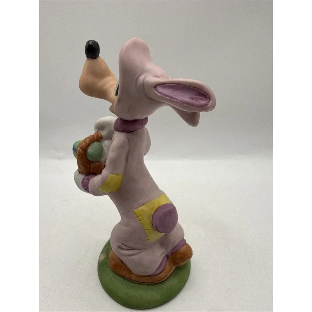 Walt Disney Schmid Goofy Figure in Easter Bunny Costume w/ basket Vintage